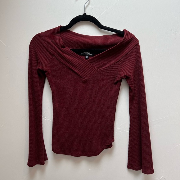 Lulus Low Shoulder Sweater in Red - Picture 1 of 3